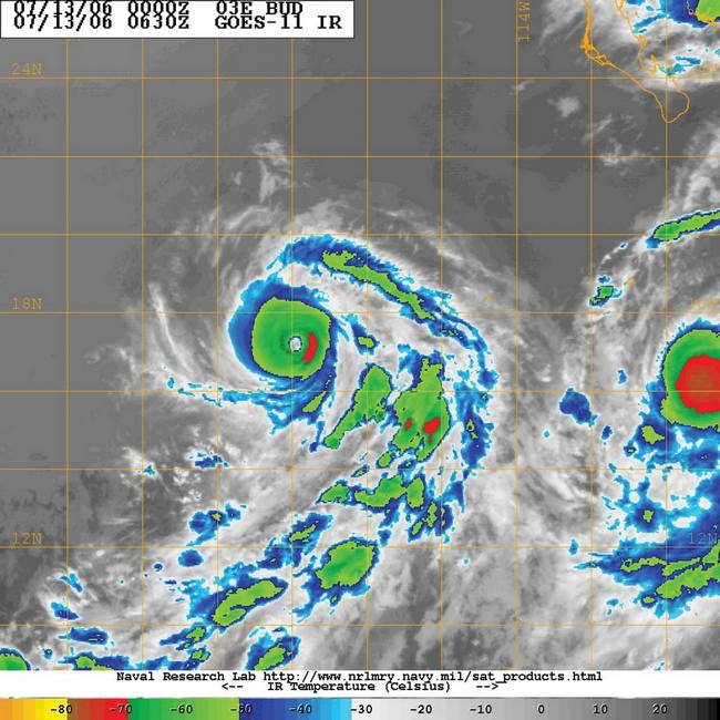 GOES-10 infrared image of Hurricane Bud