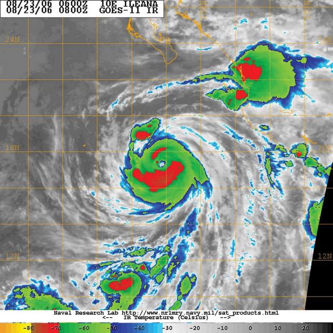 GOES-10 infrared image of Hurricane Ileana