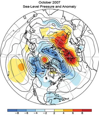Northern Hemisphere mean and anomalous sea level pressure