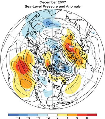 Northern Hemisphere mean and anomalous sea level pressure