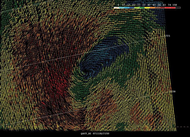 High-resolution QuikScat scatterometer image