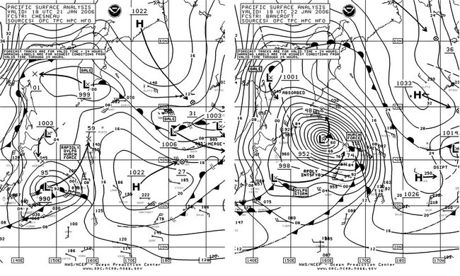 Figure 11. OPC North Pacific Surface Analysis charts. Click to enlarge