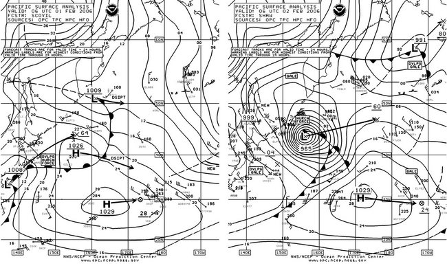 Figure 12. OPC North Pacific Surface Analysis charts. Click to enlarge