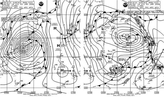 Figure 4. OPC North Pacific Surface Analysis charts. Click to enlarge