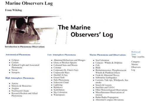 The Marine Observer's Log Page