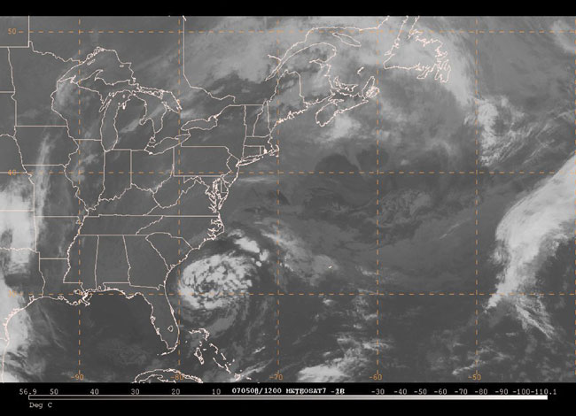 GOES-12 infrared satellite image of the storm in Figure 1
