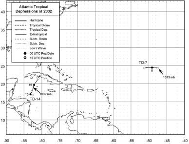 Figure 6. - Atlantic tropical depressions of 2002.