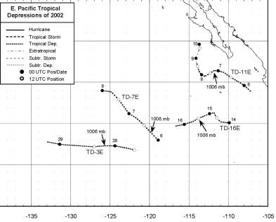 Figure 7 - Eastern 
North Pacific Tropical Depressions of 2002.