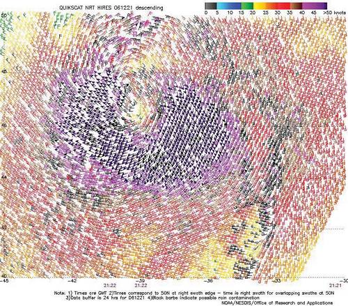 High-resolution QuikScat scatterometer image