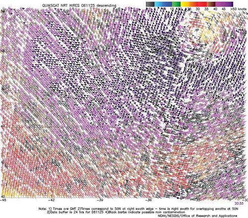 High-resolution QuikScat scatterometer image