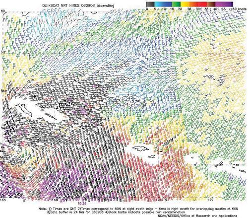 High-resolution QuikScat scatterometer image