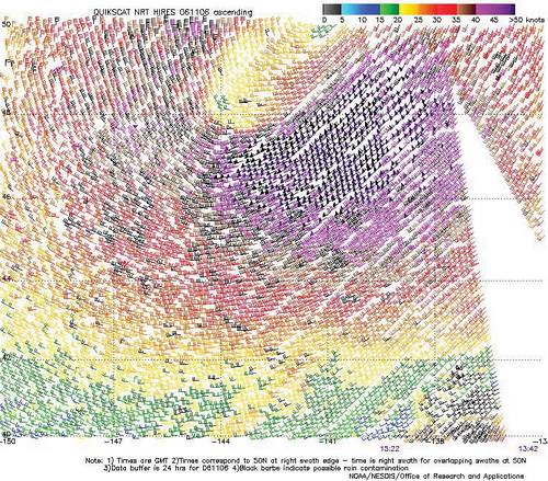 High-resolution QuikScat scatterometer image