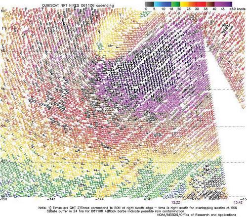 High-resolution QuikScat scatterometer image