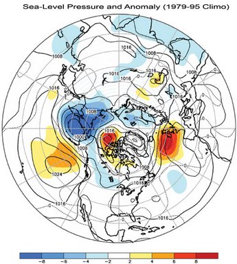 Northern Hemisphere mean and anomalous sea level pressure