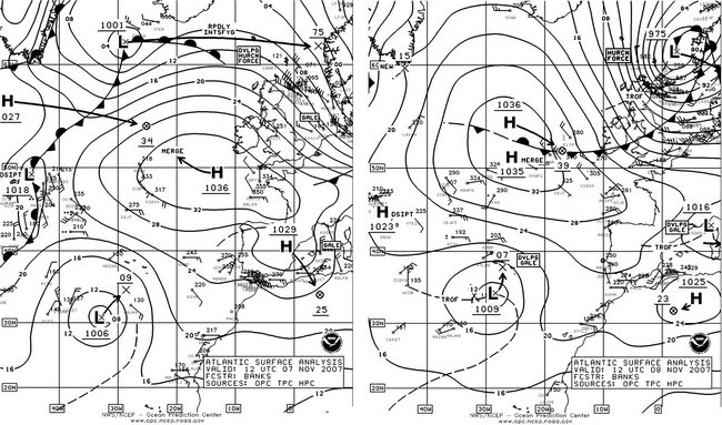 North Atlantic Surface Analysis charts