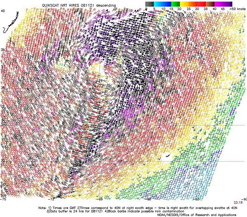 High resolution QuikSCAT scatterometer image