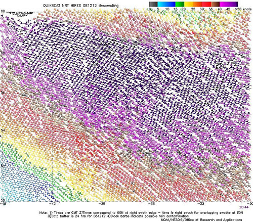 High resolution QuikSCAT scatterometer image