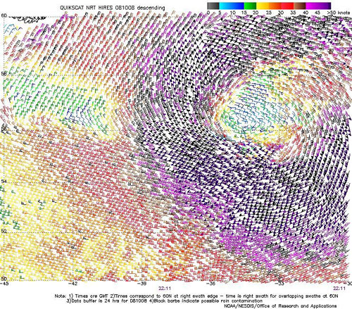 High resolution QuikSCAT scatterometer image