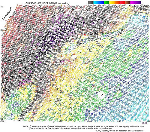 High resolution QuikSCAT scatterometer image