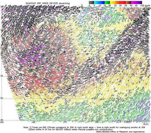 High resolution QuikSCAT scatterometer image