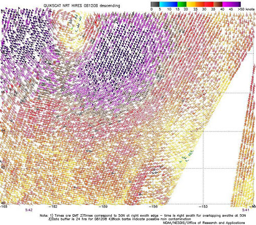 High resolution QuikSCAT scatterometer image