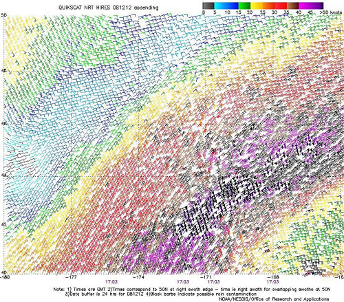 High resolution QuikSCAT scatterometer image