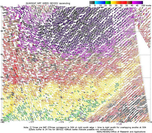 High resolution QuikSCAT scatterometer image