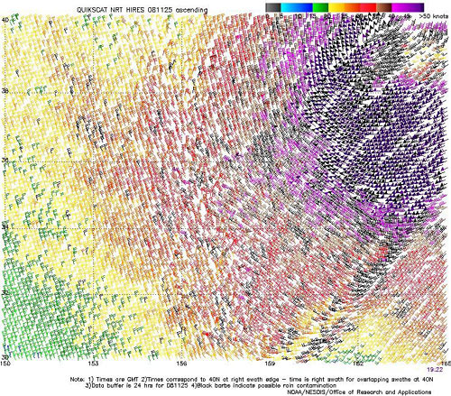 High resolution QuikSCAT scatterometer image