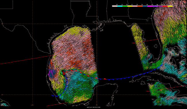 High resolution QuikSCAT from 22 Dec 2008