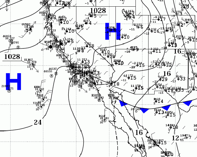 Two-panels of the Tropical Analysis and Forecast Branch (TAFB) surface analyses