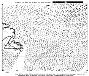 Figure 6 - QuikSCAT scatterometer image 
- click to enlarge