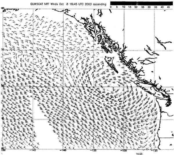 Figure 6 - QuikSCAT scatterometer 
image - click to enlarge