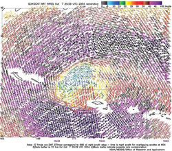 Figure 4. QuikSCAT scatterometer image - Click to Enlarge