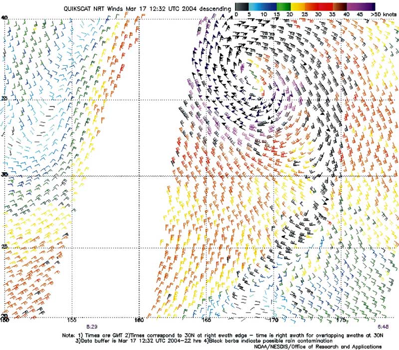 Figure 10. QuikSCAT scatterometer image - 
Click to Enlarge