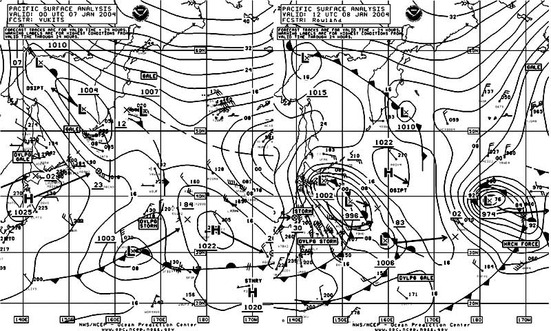Figure 2 - OPC North Pacific Surface Charts - Click to
Enlarge