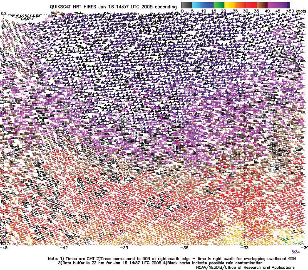 Figure 7. QuikSCAT Scatterometer 
Image - Click to Enlarge