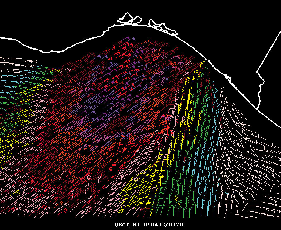Figure 4. QuikSCAT Image - Click
to Enlarge