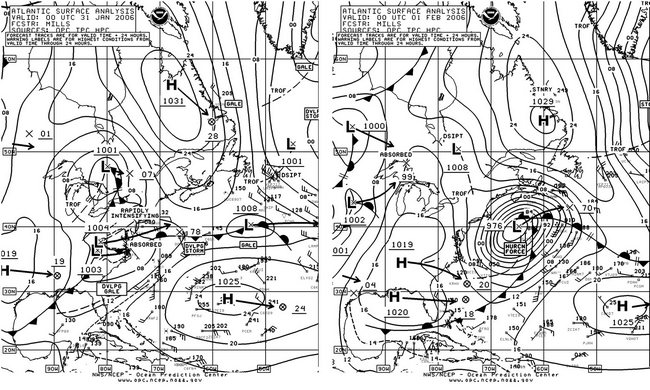 Figure 5. OPC North Atlantic Surface Analysis charts. Click to enlarge
