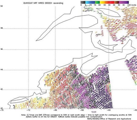 Figure 6. High resolution QuikScat scatterometer image. Click to enlarge