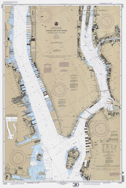 Hudson and East rivers chart