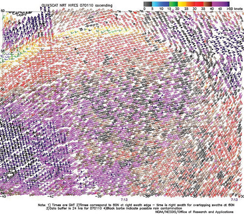 High-resolution QuikScat scatterometer image