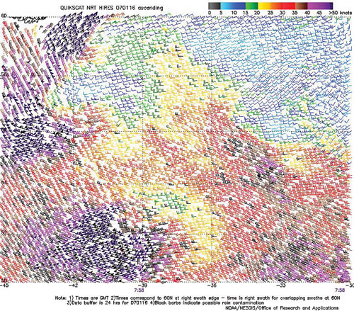 High-resolution QuikScat scatterometer image