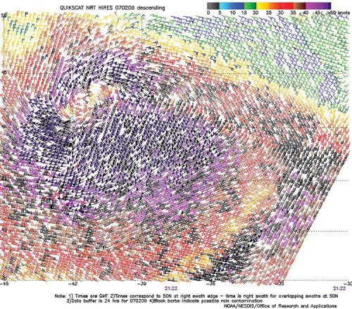 High-resolution QuikScat scatterometer image