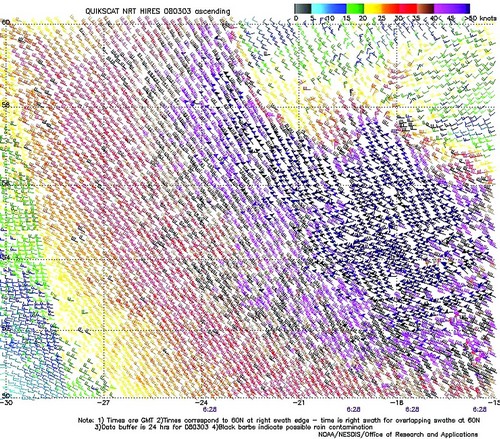 High resolution QuikScat scatterometer image