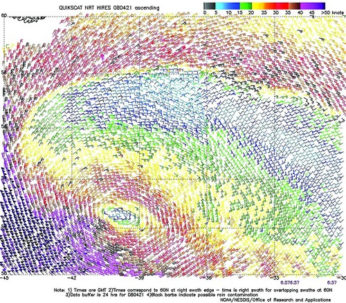 High resolution QuikScat scatterometer image