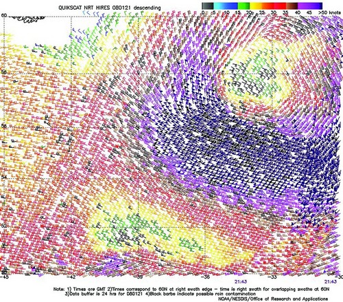 High resolution QuikScat scatterometer image