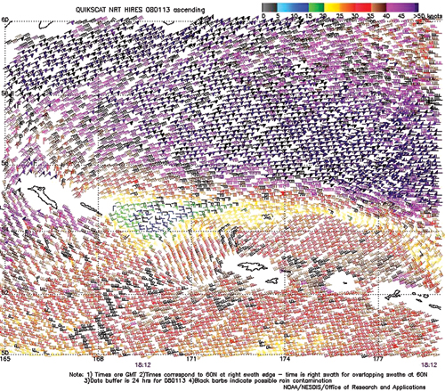 High resolution QuikScat scatterometer image