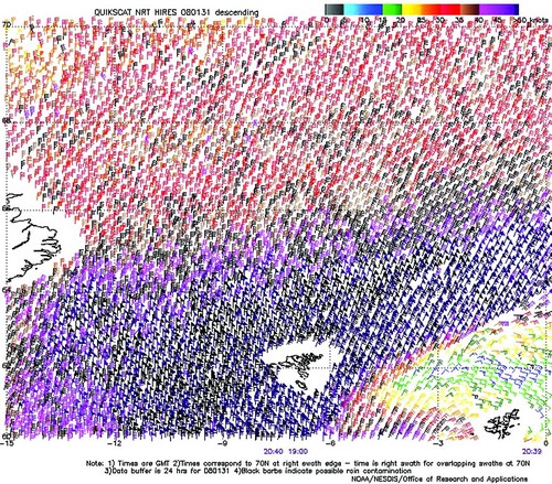 High resolution QuikScat scatterometer image