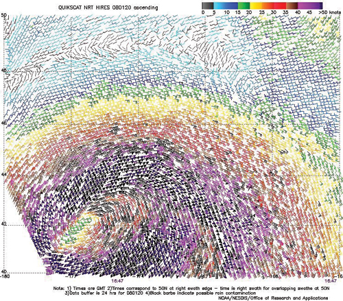 High resolution QuikScat scatterometer image