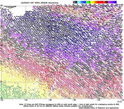 High resolution QuikScat scatterometer image